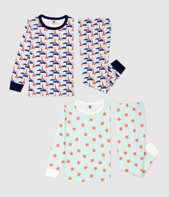 Juego de 2 pijamas de niño de algodón, uno con estampados de estrellas y otro de París variante 1